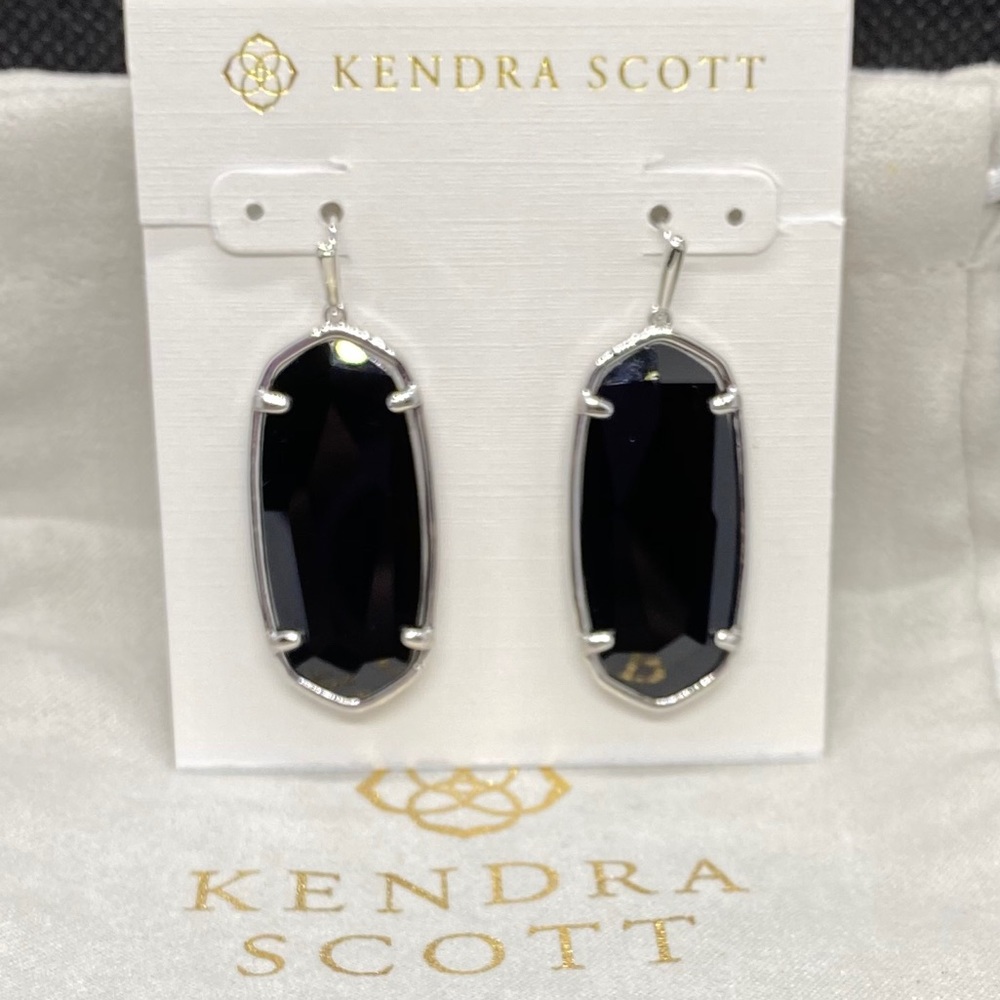 New Kendra Scott Silver Faceted Elle in Black